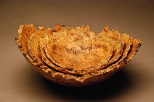 four nested Oak Burl Bowls